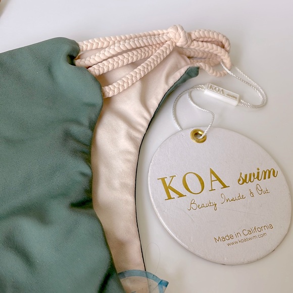 NWT (XS) KOA braid side EXTRA LOW rise sexy tiny bitsy swim bottoms army green - Picture 2 of 10